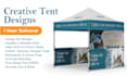 design tent, canopy tent, table cover, and flag for events