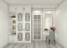 create a 3d interior design for a dressing table and closet