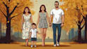 draw a vector art family portrait