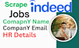 scrape indeed jobs company data and their HR details
