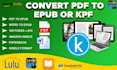convert pdf to epub and do ebook formatting