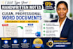 type messy handwritten notes into clean word document fast
