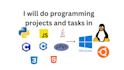 do c, cpp, java, and python programming projects in windows, linux, ubuntu