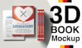 3d book mockup cover and inside pages