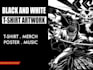 create a black and white illustrated t shirt design for merch or music