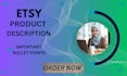 write etsy product descriptions with effective bullet points