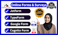 create online forms, surveys, jotform, google form, cognito form, typeform