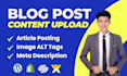 upload content, blog posts, products, data and SEO articles on wordpress website