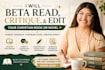 beta read, critique, and edit your christian book or novel