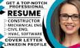 write ats construction, mechanical, hvac, software, civil engineering resume, CV