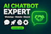 develop a custom ai chatbot for whatsapp, website or discord