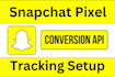 setup snapchat pixel conversion API, first party domain tracking setup via GTM