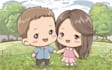 draw cute couple chibi illustration