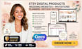 design etsy digital products, wedding invitations, and planners