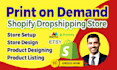 setup print on demand, shopify pod dropshipping store via printify, printful