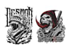 create custom art of skull and skeleton for shirt, merch or logo