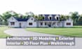 create realistic house exterior, interior render and walkthrough