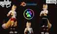model custom vrchat avatar, furry avatar, 3d fursona model, vseeface