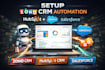 setup zoho CRM, hubspot CRM, salesforce automation with ai workflow integration