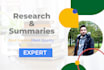 research and write quality summaries on any topic