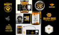 design honey bee logo and product label packaging