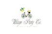 design whimsical bike balloon flowers logo