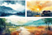 draw a watercolor landscape illustration