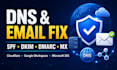 fix dns, spf, dkim, dmarc, mx records and email deliverability