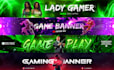 design attractive gaming youtube banner and logo