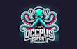design awesome octopus mascot logo with express delivery