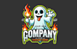 do unique spooky ghost mascot logo with company