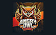 design modern angry owl mascot logo with express delivery