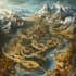 do line art fantasy map illustration
