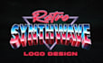 design a bold 80s synthwave neon logo with 3d retro style