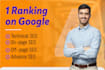 do onpage optimization, technical SEO, high da backlinks for top google rankings