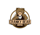 design haired bear waking up drinking coffee logo