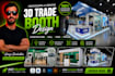 create 3d trade booth, exhibition stand, stall, both, kiosk