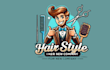 do awesome hair style mascot logo design with express delivery