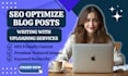 write and upload monthly SEO blog posts with images