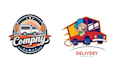 make unique delivery man truck courier service logo