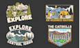 create custom monoline tshirt and logo designs
