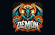 create modarn demon esport mascot logo with new concepts