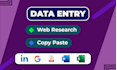 do any virtual assistant, data entry and web research job