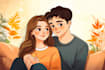 draw a cute cartoon couple portrait