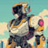 custom futuristic mecha robot character illustration art