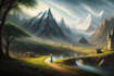 create a fantasy landscape, background, environment scene