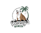 make bull dog palm tree beach bar logo