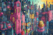 do cyberpunk futuristic city art