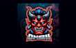 do creative oni mask head mascot logo with express delivery