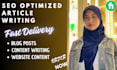 do SEO article writing, blog post writing and content writing
